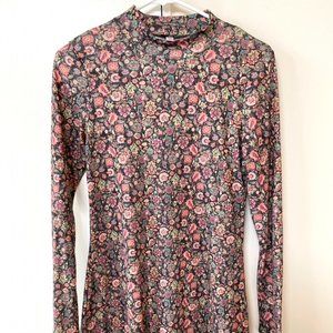 Floral Mock-Neck Tunic Dress